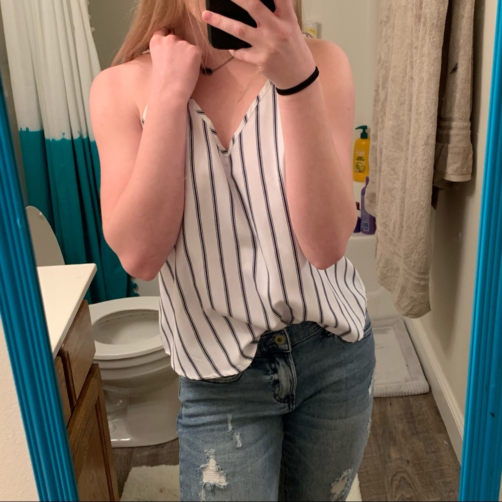 blue and white striped tank top!